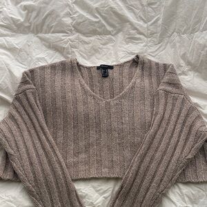Forever 21 Taupe V-Neck Sweater